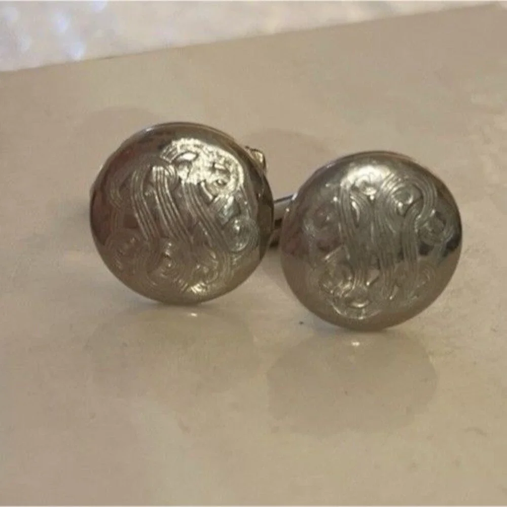 Etched Cuff Links .75 in Stainless Steel